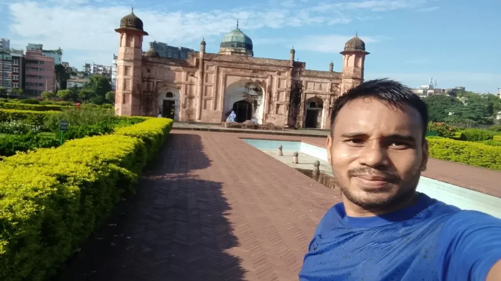 Runner posing inside the Lalbagh Fort in Dhaka after a solo running session